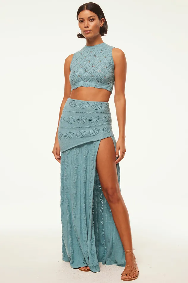 Misa Los Angeles Nadim Skirt Blue Women Matching Sets