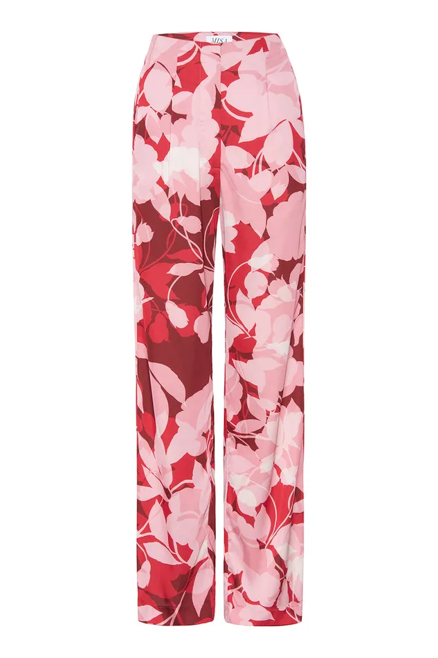 Misa Los Angeles Rita Pant Flora Rosada Satin Women Matching Sets