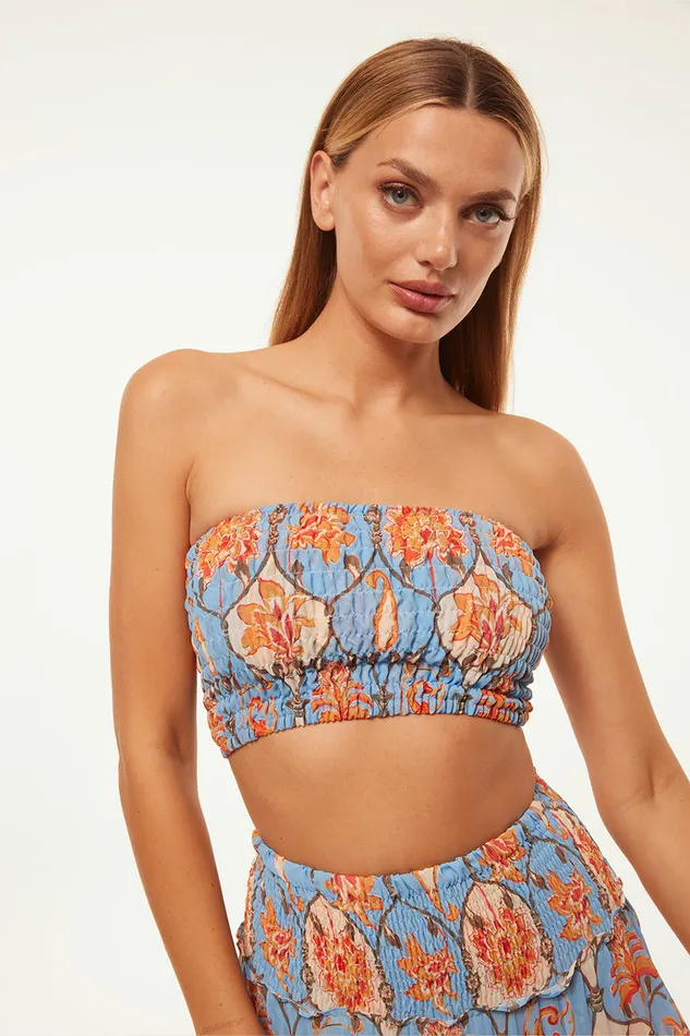 Misa Los Angeles Roksana Bandeau Caged Floral Women Tops
