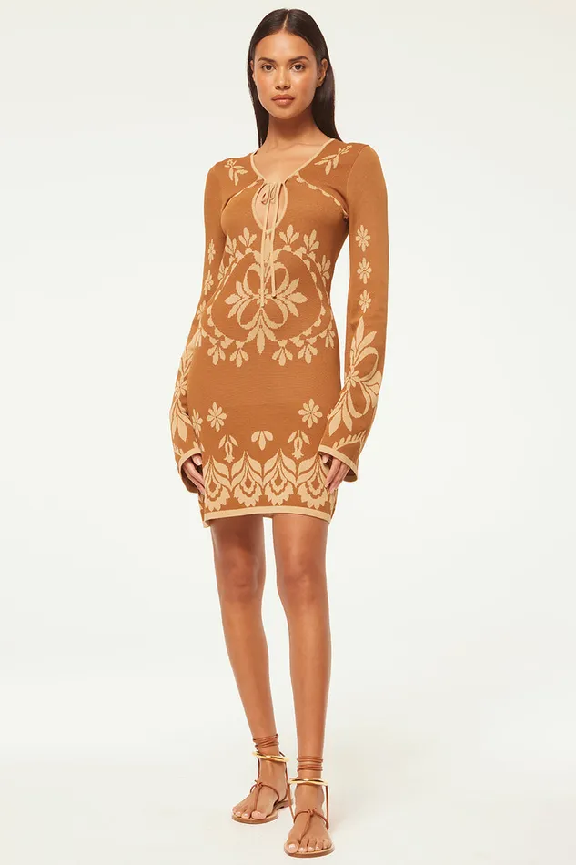 Misa Los Angeles Sahar Dress Brown Flora Santiago Women Dresses