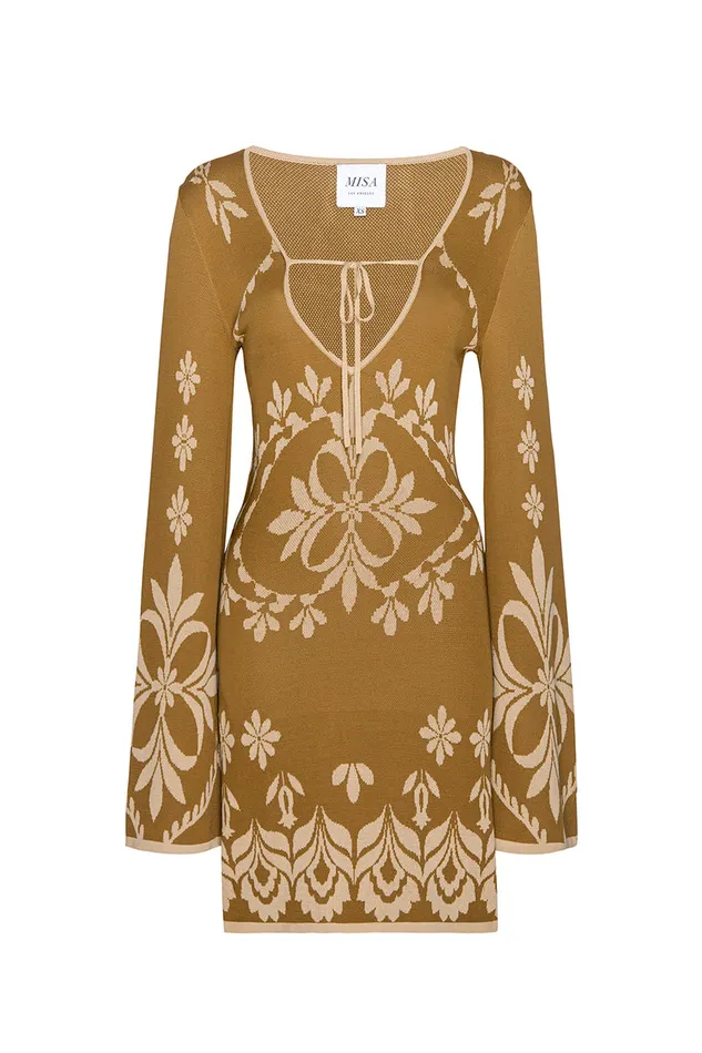 Misa Los Angeles Sahar Dress Brown Flora Santiago Women Dresses