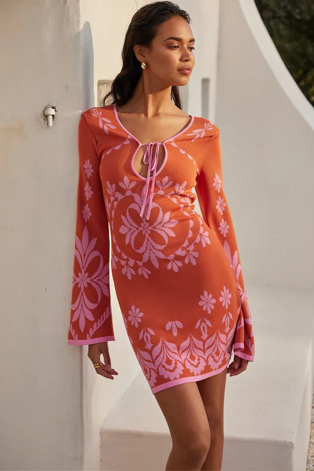 Misa Los Angeles Sahar Dress Pink Flora Santiago Women Dresses