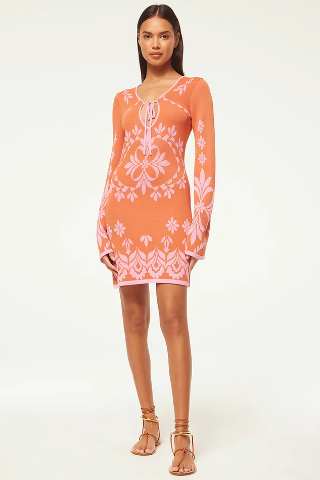 Misa Los Angeles Sahar Dress Pink Flora Santiago Women Dresses