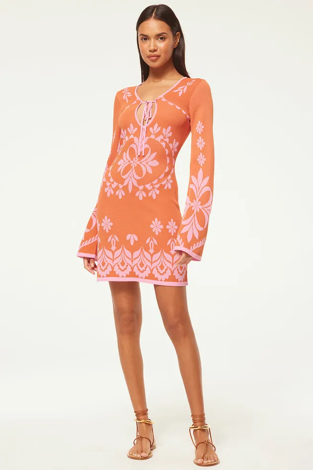 Misa Los Angeles Sahar Dress Pink Flora Santiago Women Dresses