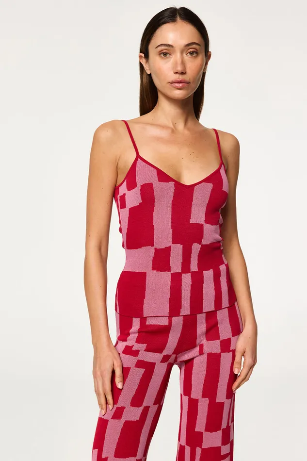 Misa Los Angeles Una Top Pink U0026 Red Women Matching Sets