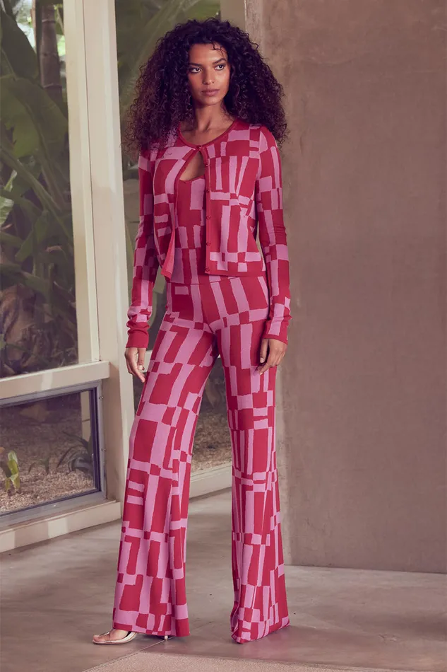 Misa Los Angeles Una Top Pink U0026 Red Women Matching Sets