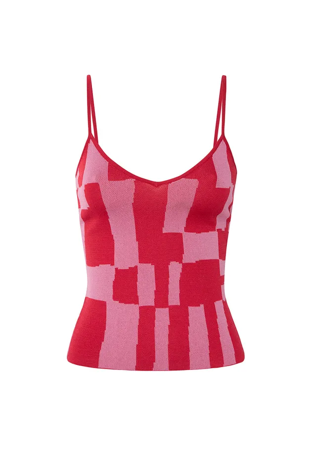 Misa Los Angeles Una Top Pink U0026 Red Women Matching Sets