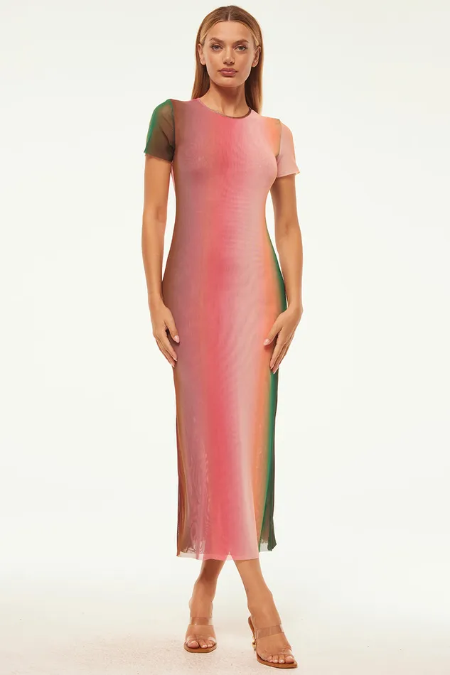 Misa Los Angeles Vanessa Dress Cali Ombre Women Jersey and Mesh