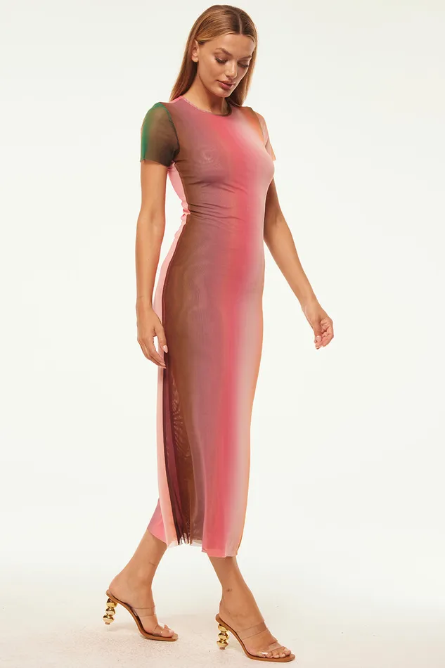 Misa Los Angeles Vanessa Dress Cali Ombre Women Jersey and Mesh