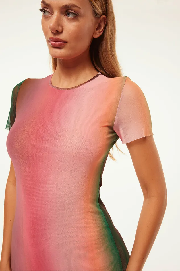 Misa Los Angeles Vanessa Dress Cali Ombre Women Jersey and Mesh