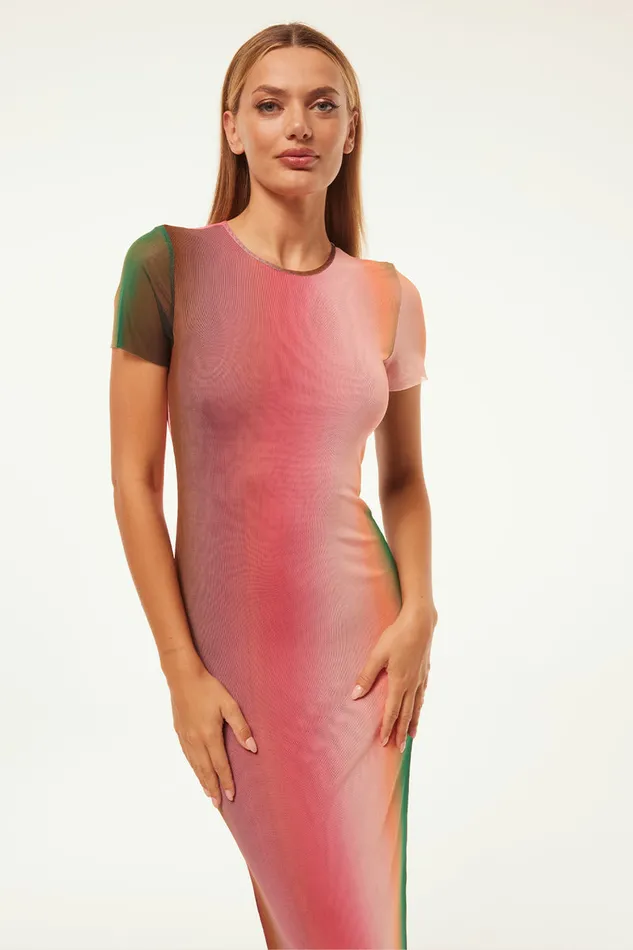 Misa Los Angeles Vanessa Dress Cali Ombre Women Jersey and Mesh