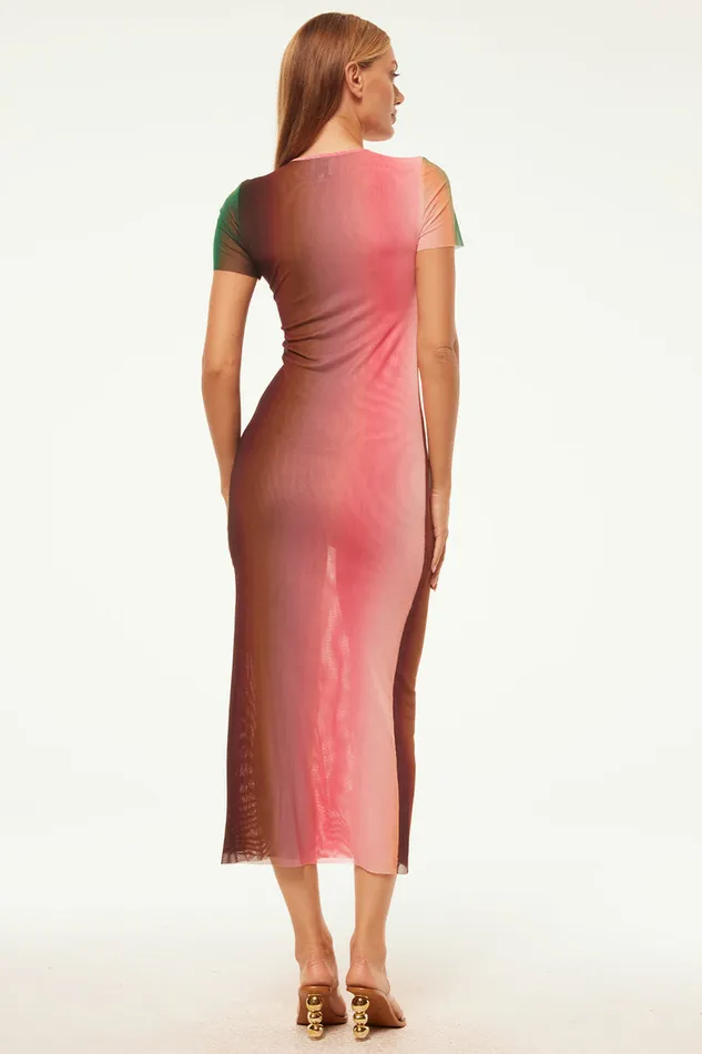 Misa Los Angeles Vanessa Dress Cali Ombre Women Jersey and Mesh