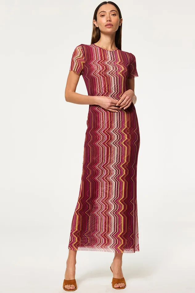 Misa Los Angeles Vanessa Dress La Banda Crimson Mesh Women Dresses