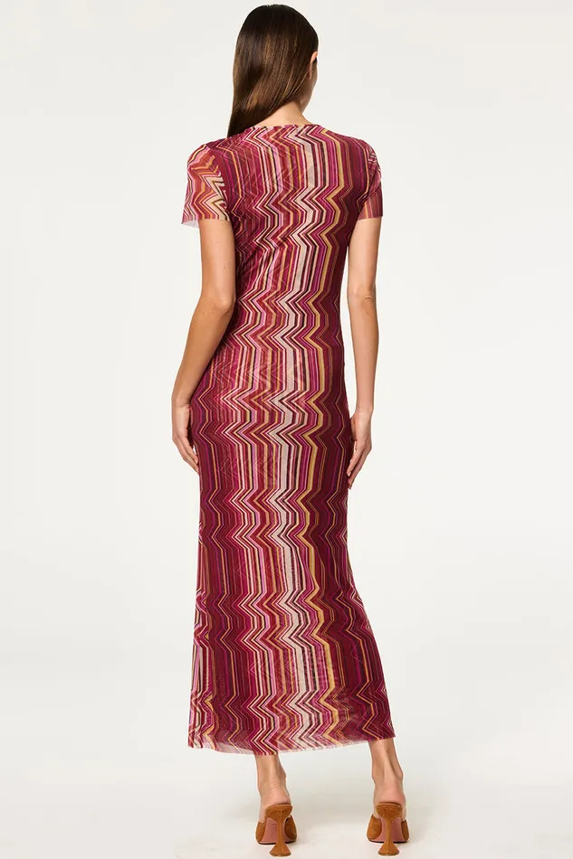 Misa Los Angeles Vanessa Dress La Banda Crimson Mesh Women Dresses