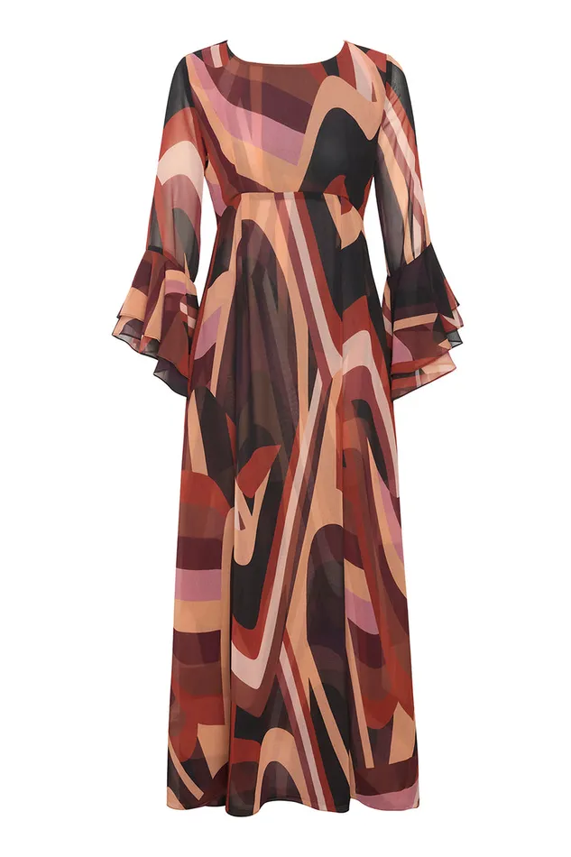 Misa Los Angeles Zoey Dress Canyon Stripe Chiffon Women Dresses