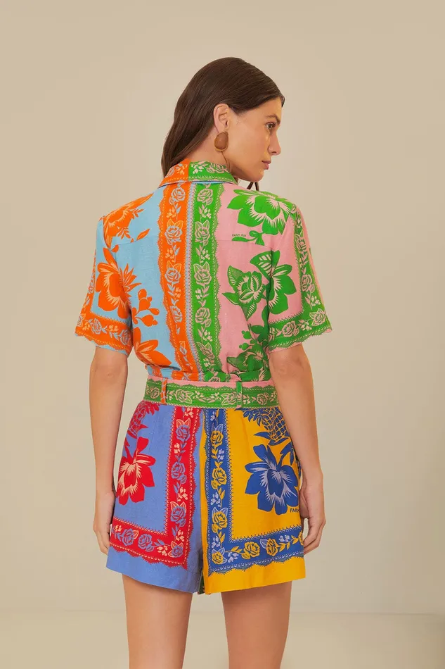 Mixed Lace Garden Scarves Romper Women Farm Rio Rompers