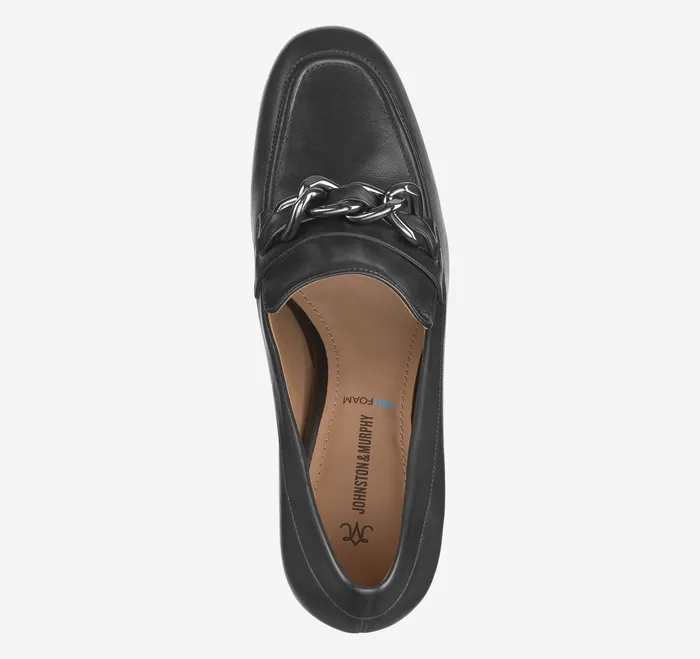 Mules and Loafers Women Johnston and Murphy Eleanor Chain Loafer Black Calfskin