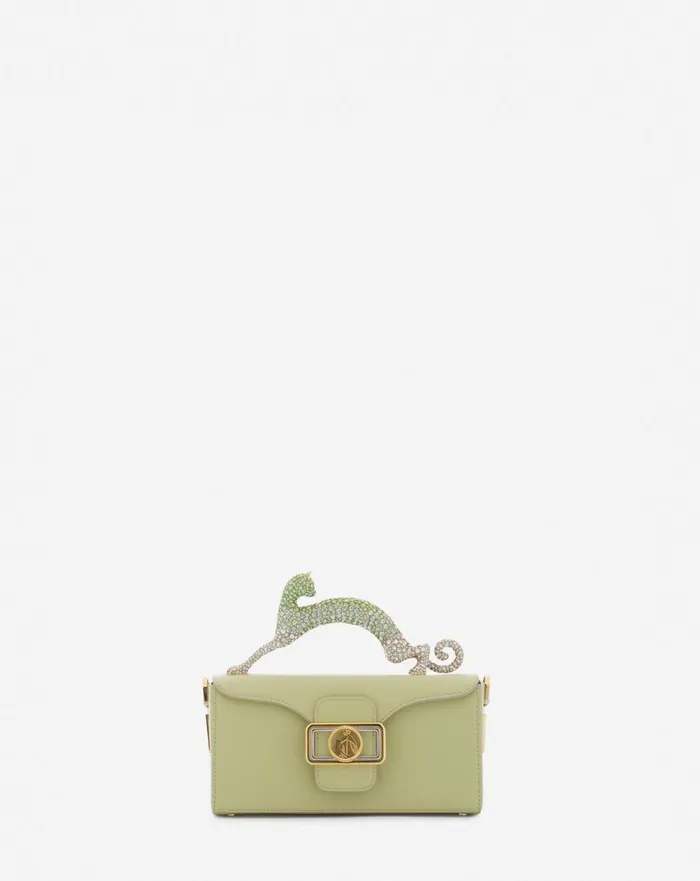 Nano Pencil Cat Bag In Leather And Rhinestones Almondvanilla Women Lanvin Pencil