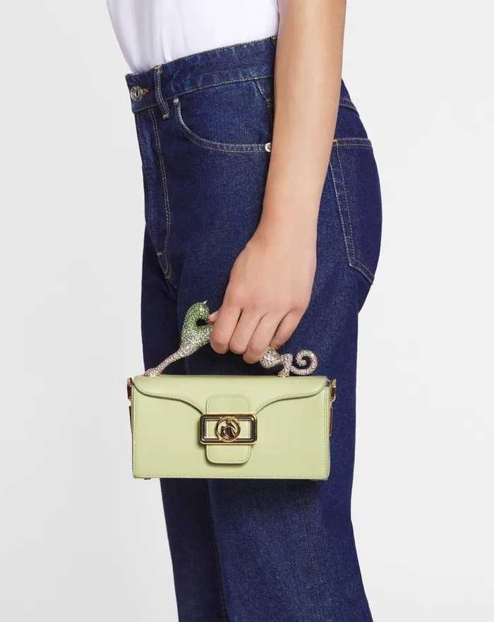 Nano Pencil Cat Bag In Leather And Rhinestones Almondvanilla Women Lanvin Pencil