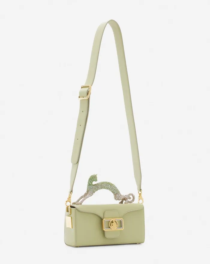 Nano Pencil Cat Bag In Leather And Rhinestones Almondvanilla Women Lanvin Pencil