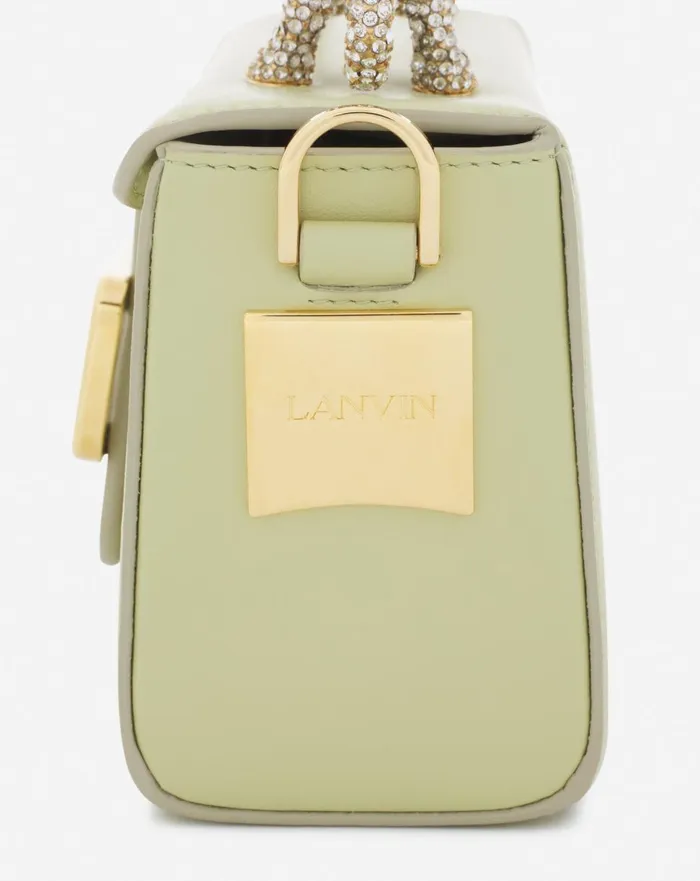 Nano Pencil Cat Bag In Leather And Rhinestones Almondvanilla Women Lanvin Pencil