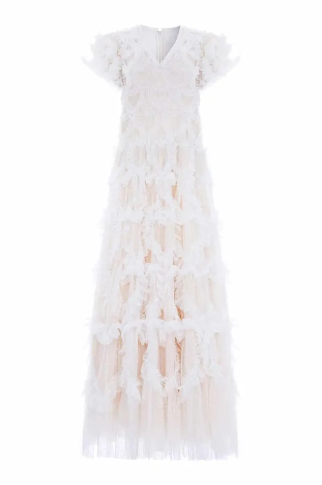 Needle and Thread Dresses Amorette VNeck Gown Champagne 8211 Women