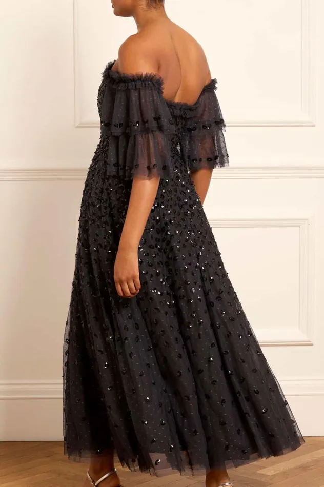 Needle and Thread Dresses Autumn Leaves OffShoulder Ankle Gown Black 8211 Women