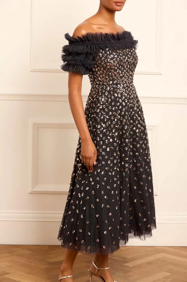 Needle and Thread Dresses Autumn Leaves OffShoulder Ballerina Dress Black 8211 Women