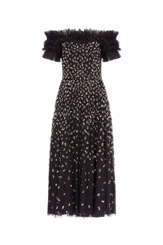 Needle and Thread Dresses Autumn Leaves OffShoulder Ballerina Dress Black 8211 Women