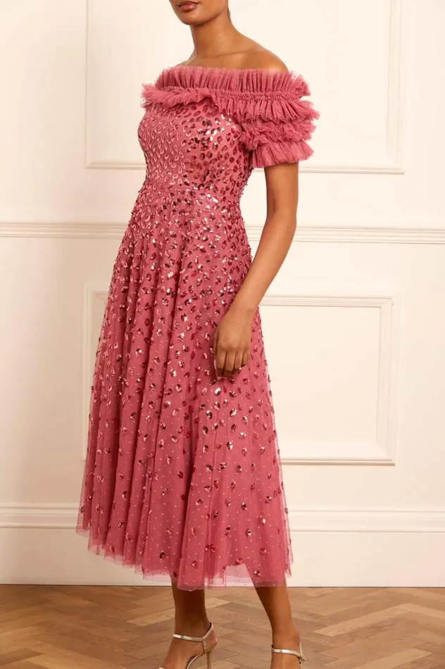 Needle and Thread Dresses Autumn Leaves OffShoulder Ballerina Dress Pink 8211 Women