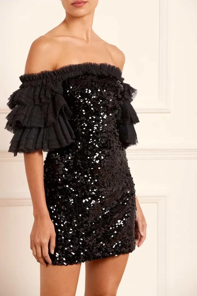Needle and Thread Dresses Essie OffShoulder Micro Mini Dress Black 8211 Women