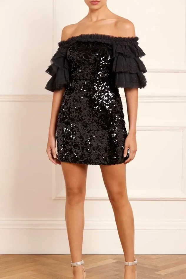Needle and Thread Dresses Essie OffShoulder Micro Mini Dress Black 8211 Women