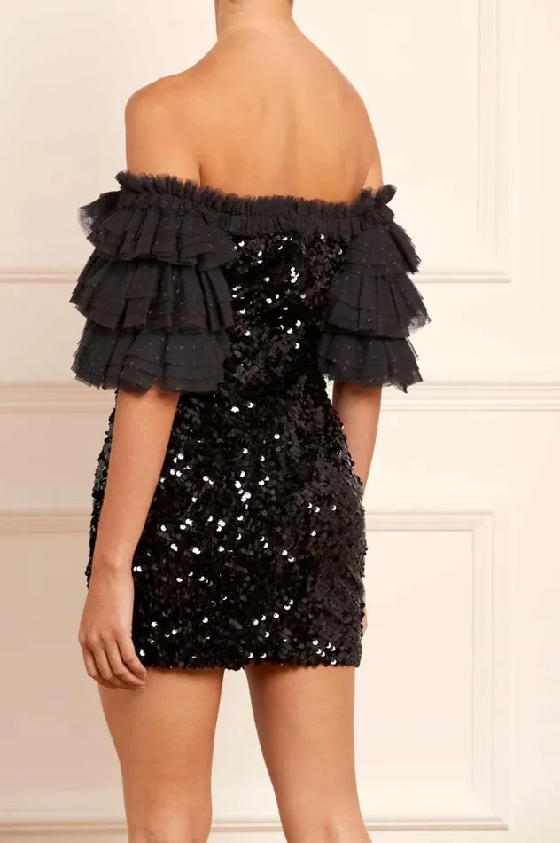 Needle and Thread Dresses Essie OffShoulder Micro Mini Dress Black 8211 Women