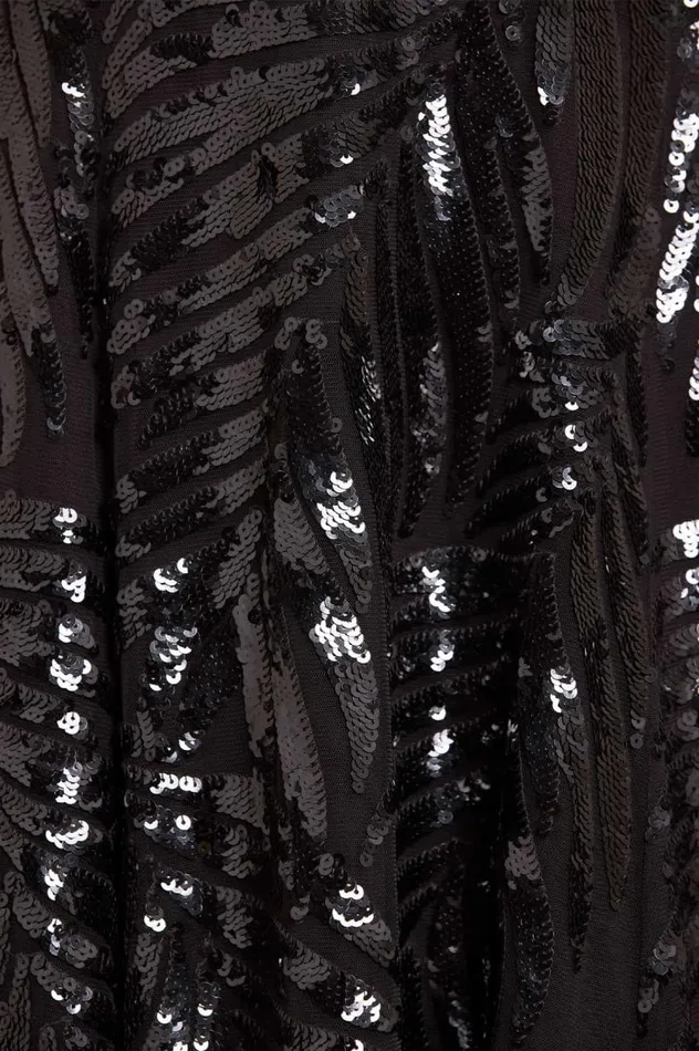 Needle and Thread Dresses Feather Sequin OneShoulder Ankle Gown Black 8211 Women