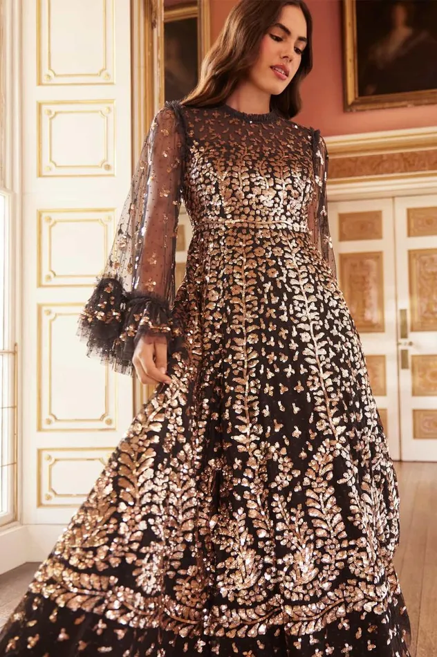 Needle and Thread Dresses Fern Ankle Gown Black 8211 Women