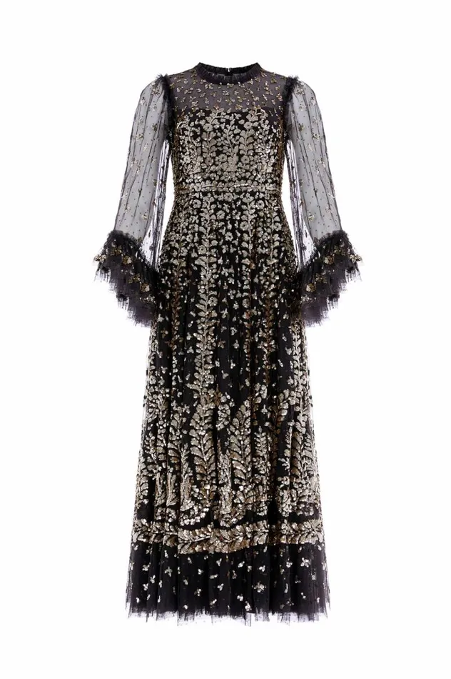 Needle and Thread Dresses Fern Ankle Gown Black 8211 Women
