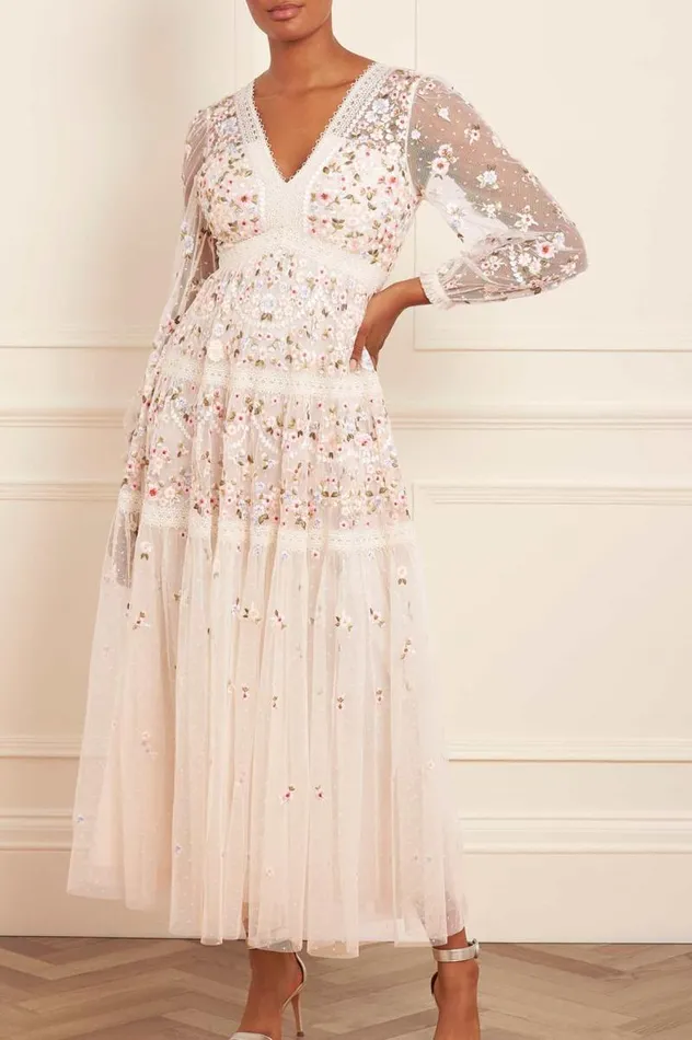 Needle and Thread Dresses Garland Ribbon Ankle Gown Champagne 8211 Women