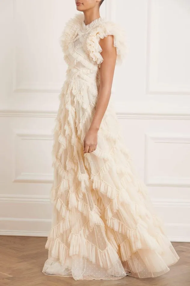 Needle and Thread Dresses Genevieve Ruffle Gown Champagne 8211 Women
