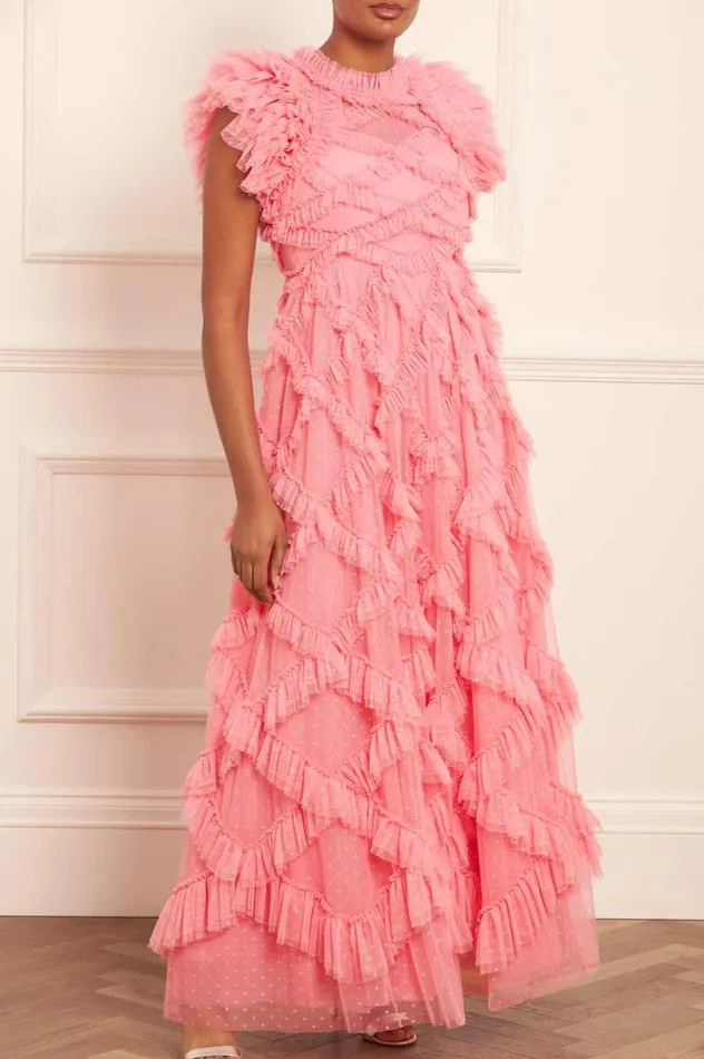Needle and Thread Dresses Genevieve Ruffle Gown Coral 8211 Women