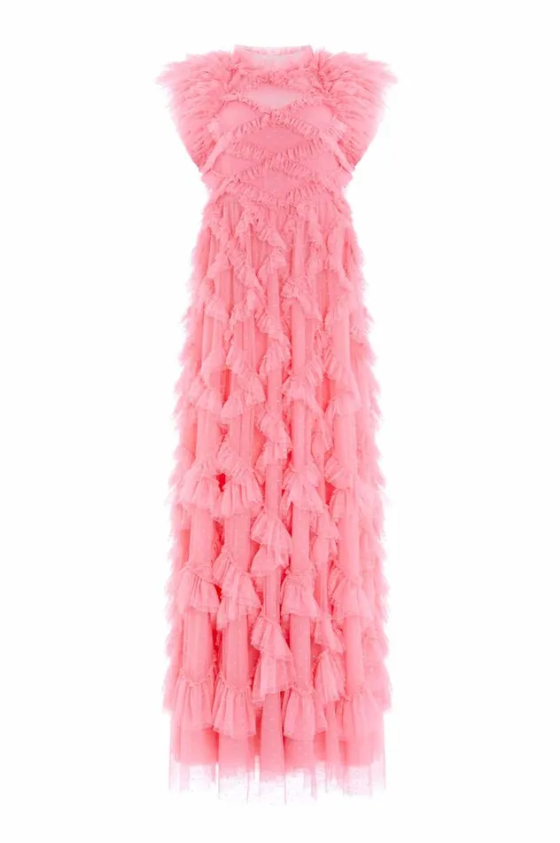 Needle and Thread Dresses Genevieve Ruffle Gown Coral 8211 Women