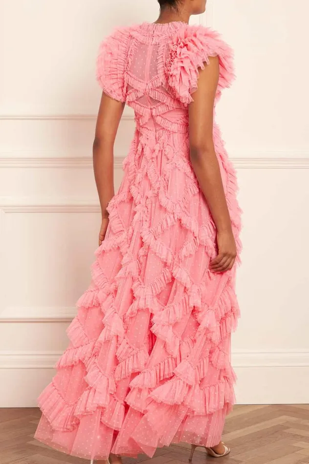 Needle and Thread Dresses Genevieve Ruffle Gown Coral 8211 Women