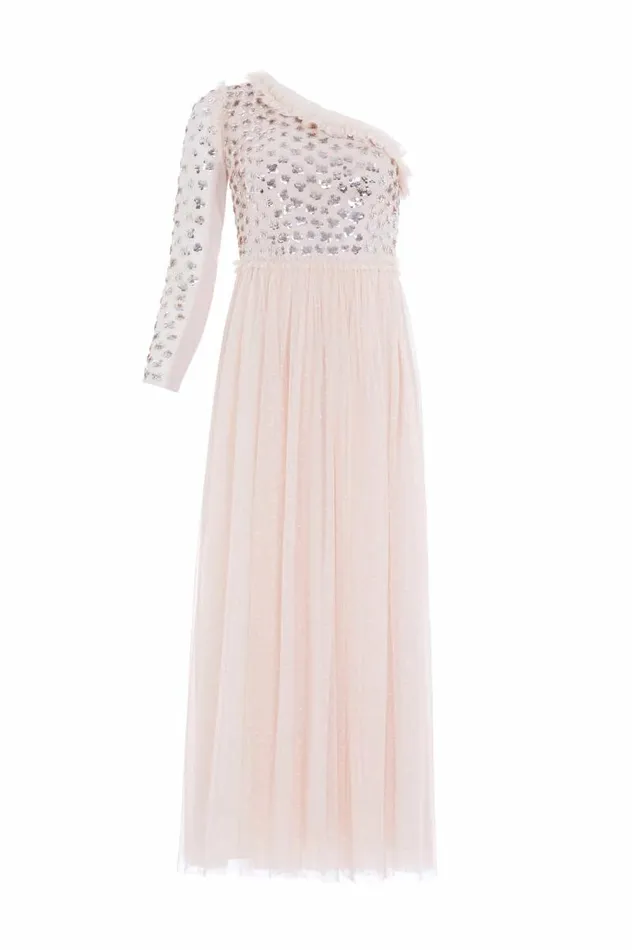 Needle and Thread Dresses Glisten Bodice OneShoulder Ankle Gown Beige 8211 Women