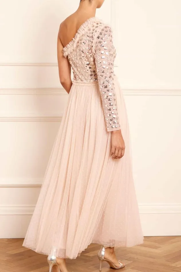 Needle and Thread Dresses Glisten Bodice OneShoulder Ankle Gown Beige 8211 Women