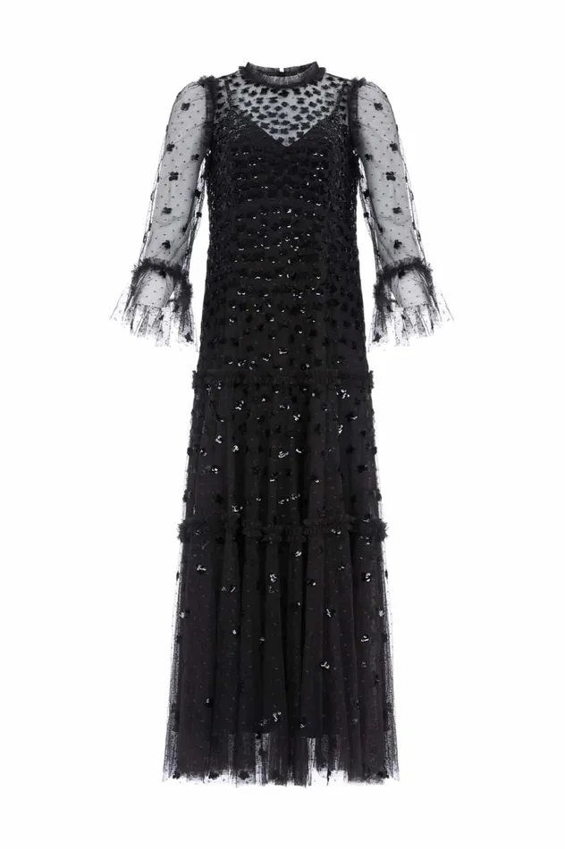Needle and Thread Dresses Glisten Tiered Ankle Gown Black 8211 Women