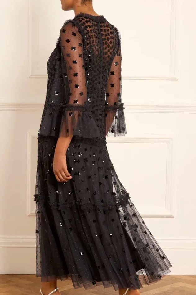 Needle and Thread Dresses Glisten Tiered Ankle Gown Black 8211 Women