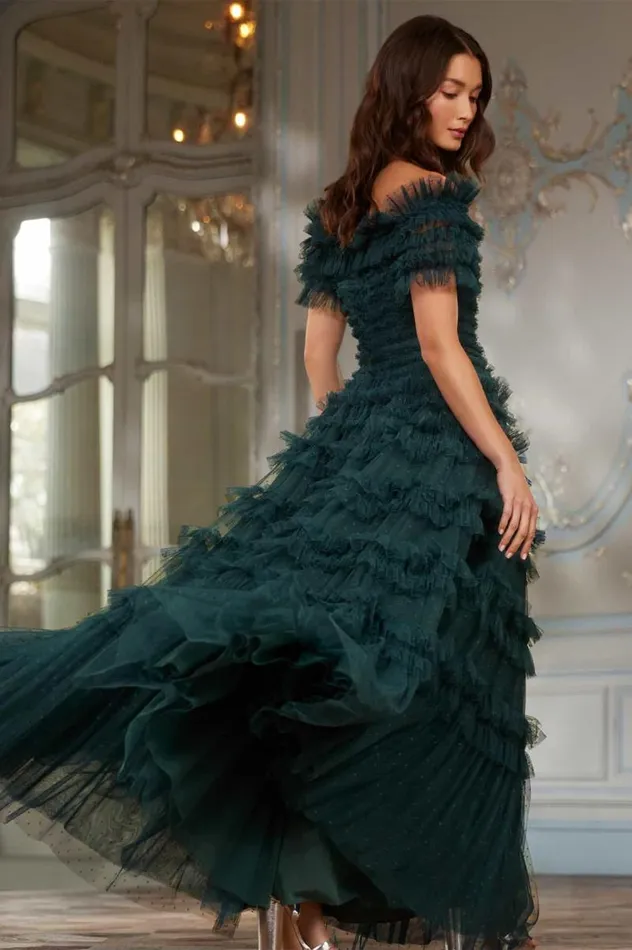 Needle and Thread Dresses Lisette Ruffle Off Shoulder Gown Green 8211 Women