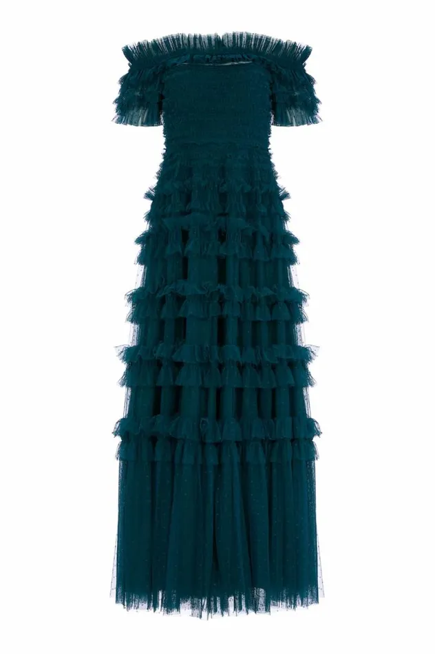 Needle and Thread Dresses Lisette Ruffle Off Shoulder Gown Green 8211 Women