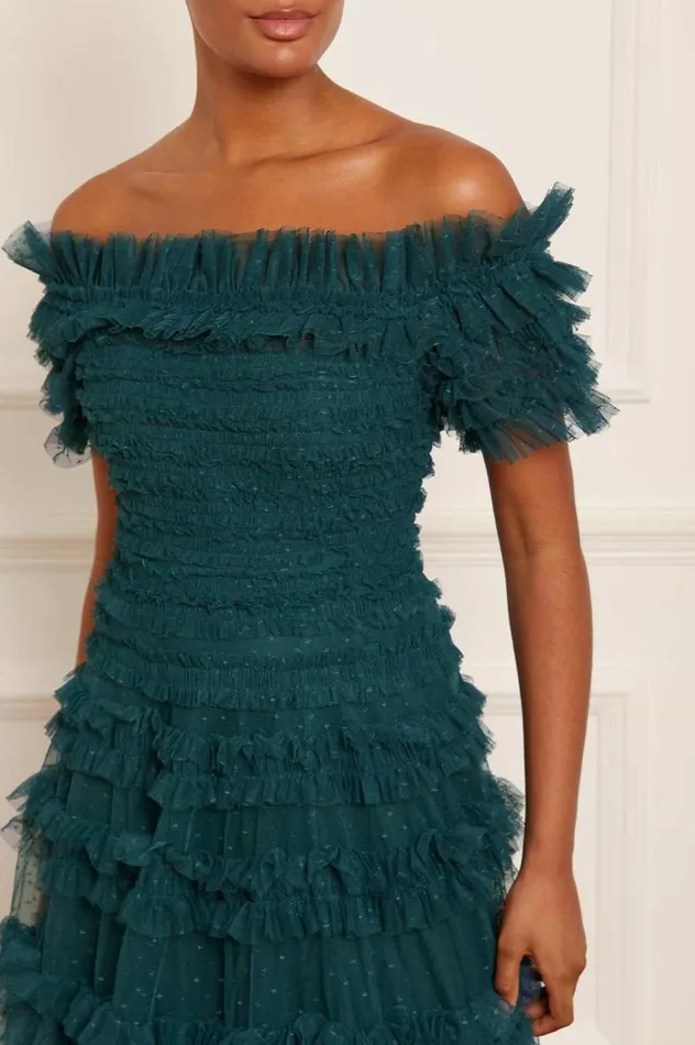 Needle and Thread Dresses Lisette Ruffle Off Shoulder Gown Green 8211 Women