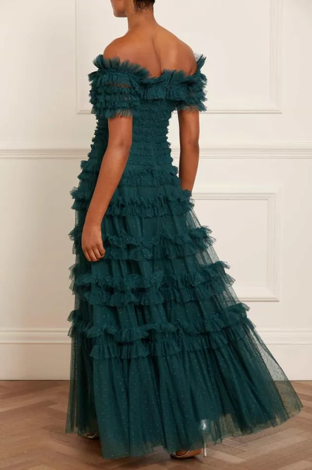 Needle and Thread Dresses Lisette Ruffle Off Shoulder Gown Green 8211 Women