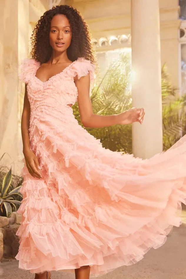 Needle and Thread Dresses Lola Backless Ballerina Dress Coral 8211 Women